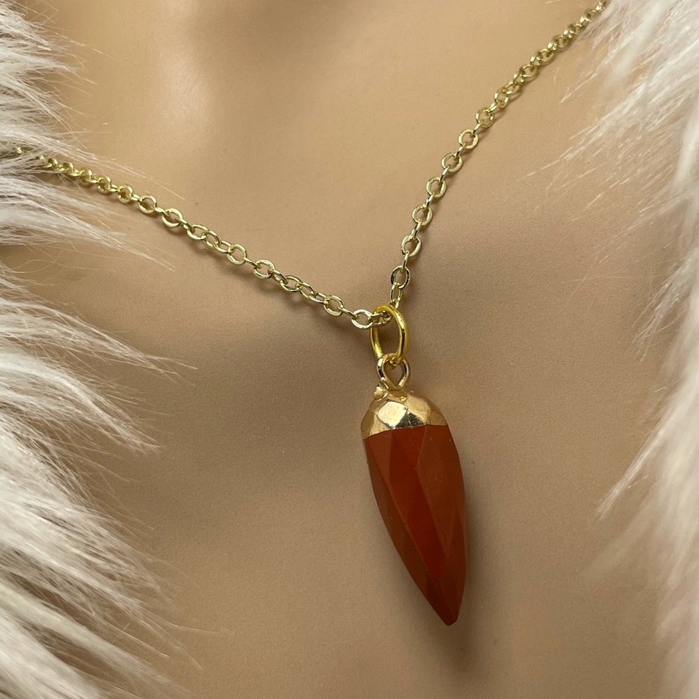 Red River Jasper Pendant Necklace Gold Pl Artisan Designed